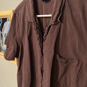 VTG BROWN BUTTON DOWN SHORT SLEEVE XL